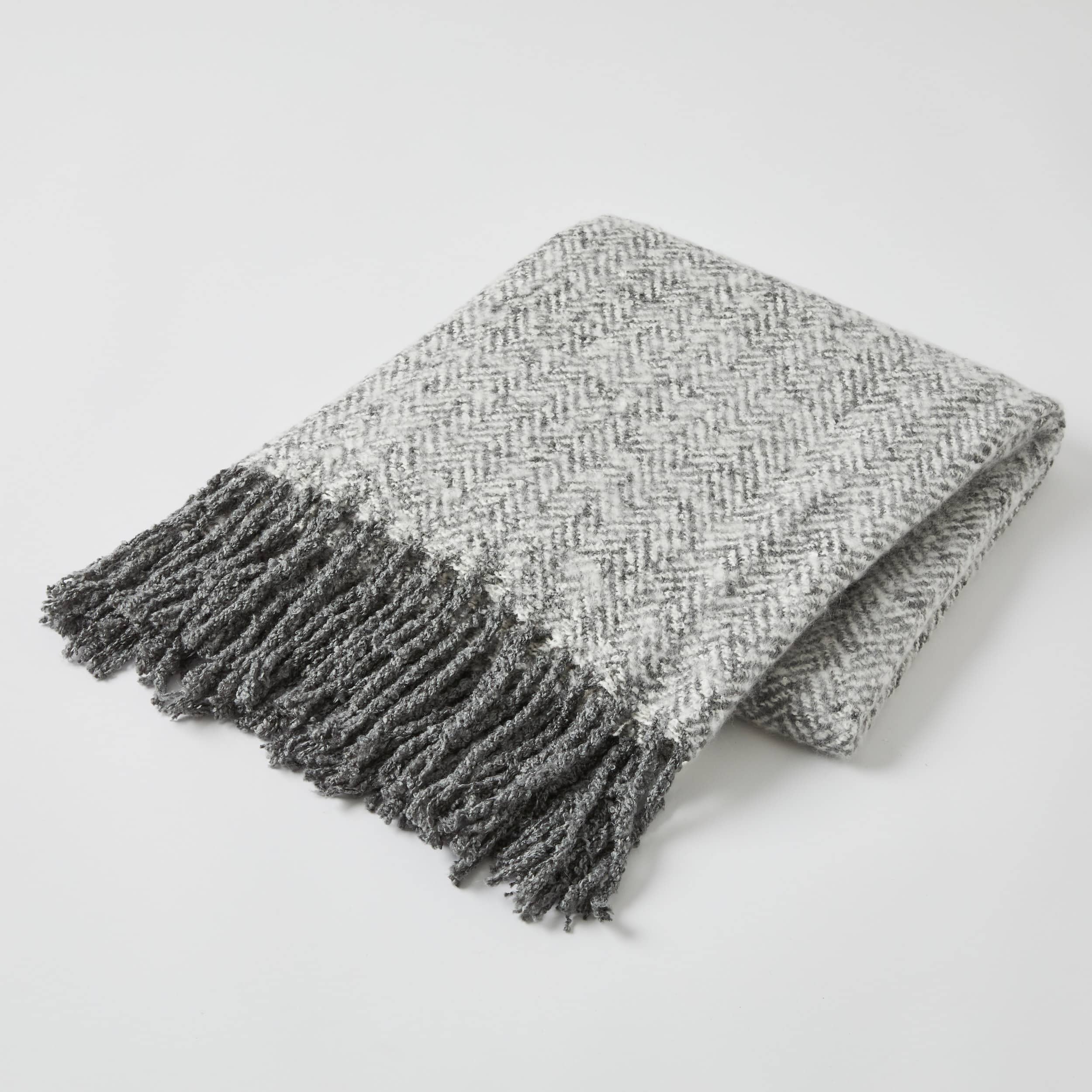 Grey Herringbone ~ Blanket Throw Rug by Pilbeam